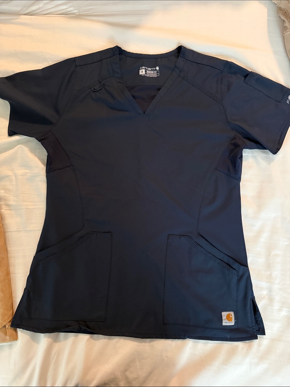 Carhartt Women's Dark Navy V-Neck Short Sleeve Scrub Top